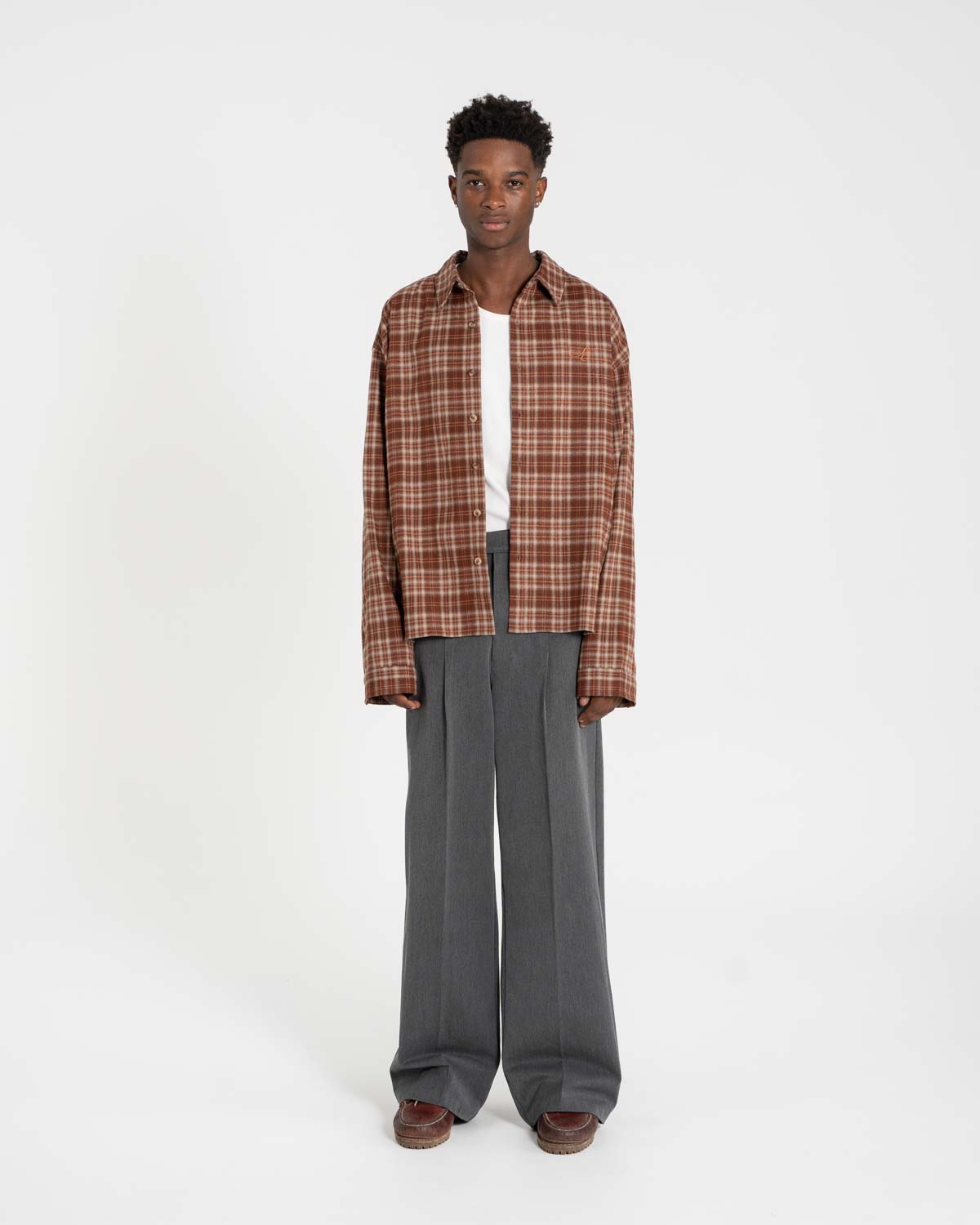 Kariertes Flanellhemd Bordeaux